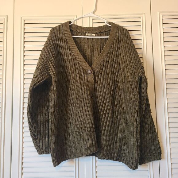 Marine Layer Ramona Oversized Cardigan Military Olive Heather Large - Picture 7 of 10